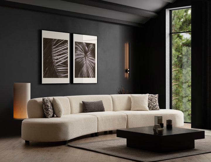 Canapé design arrondi 5 places Marix Tissu Beige