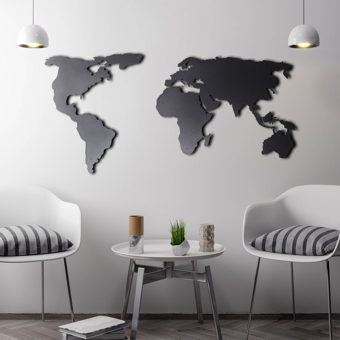 Accessoire mural en métal décoratif World Map Silhouette