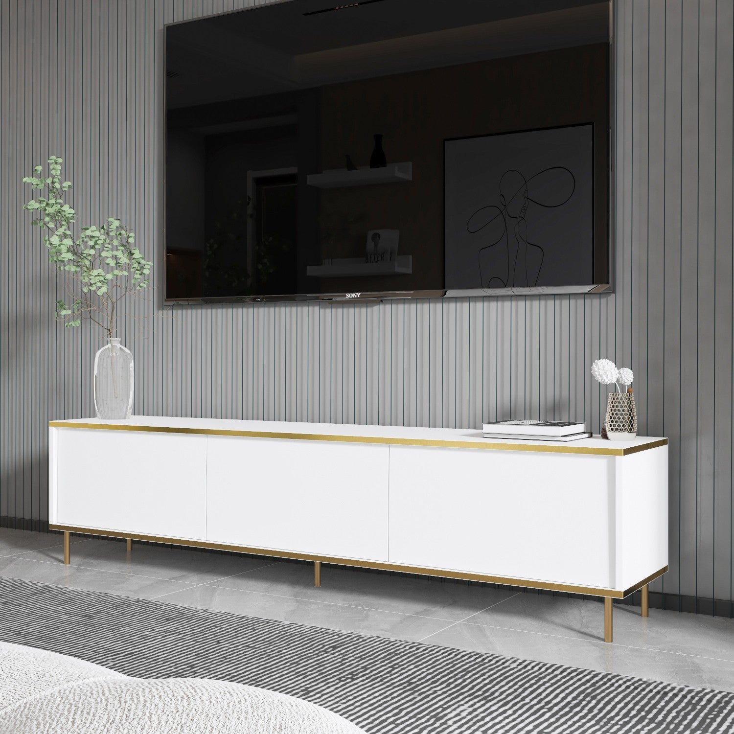 Meuble TV Imaj - White, Gold