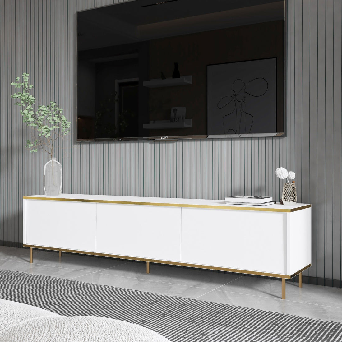 Meuble TV Imaj - White, Gold