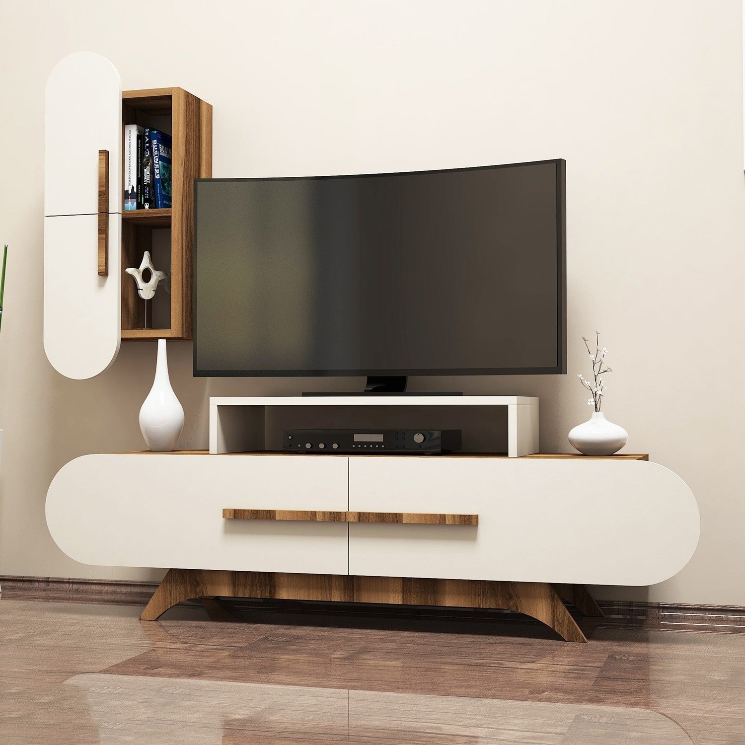 Unité de télévision Rose S - Walnut, Cream