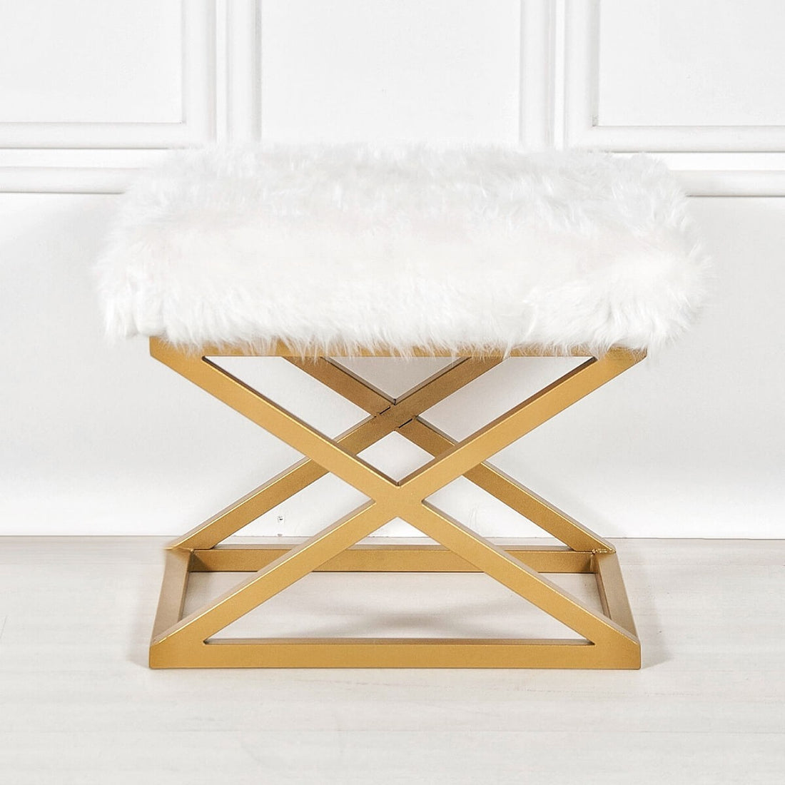 Pouf Capraz Plush - Gold, White