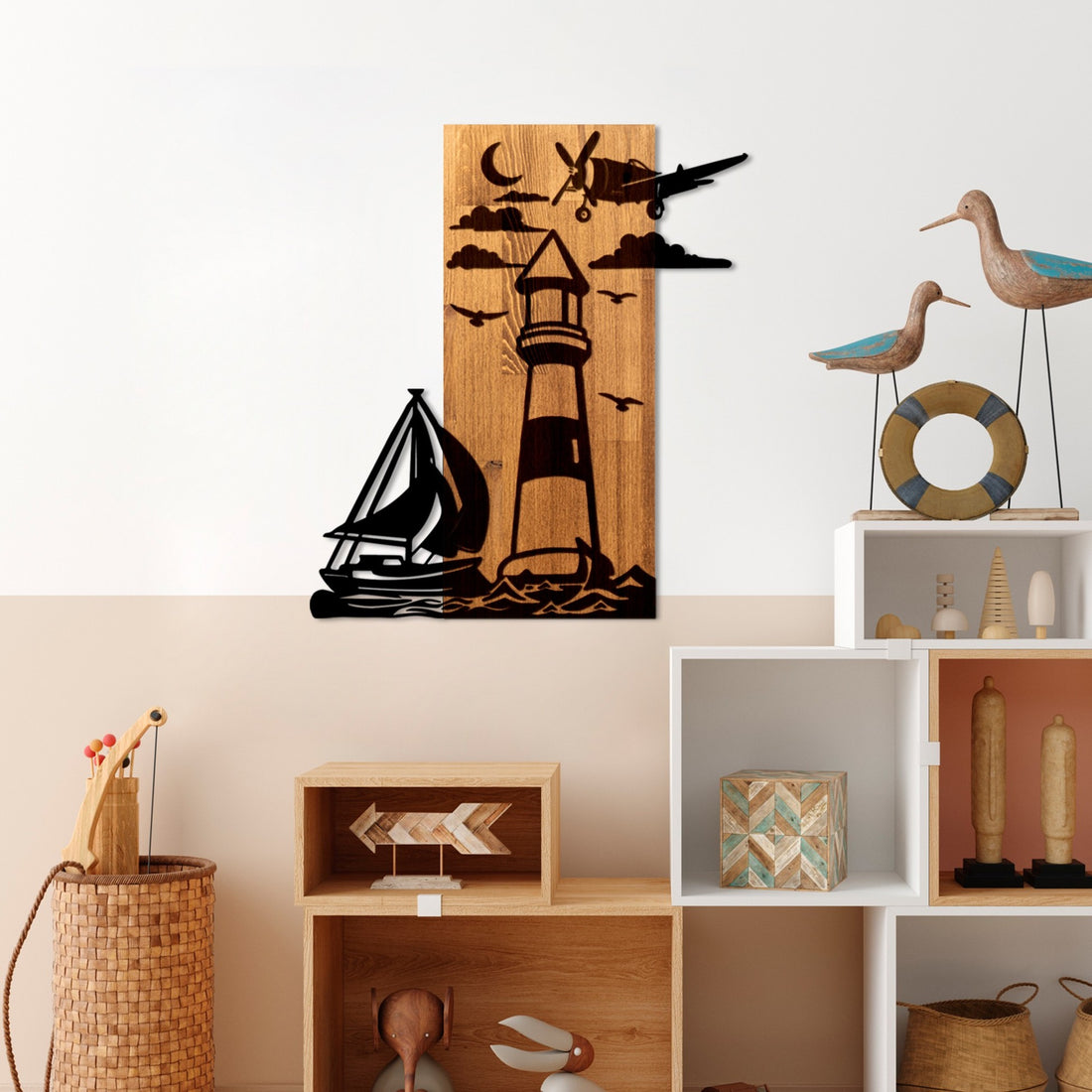 Accessoire mural en bois décoratif Lighthouse