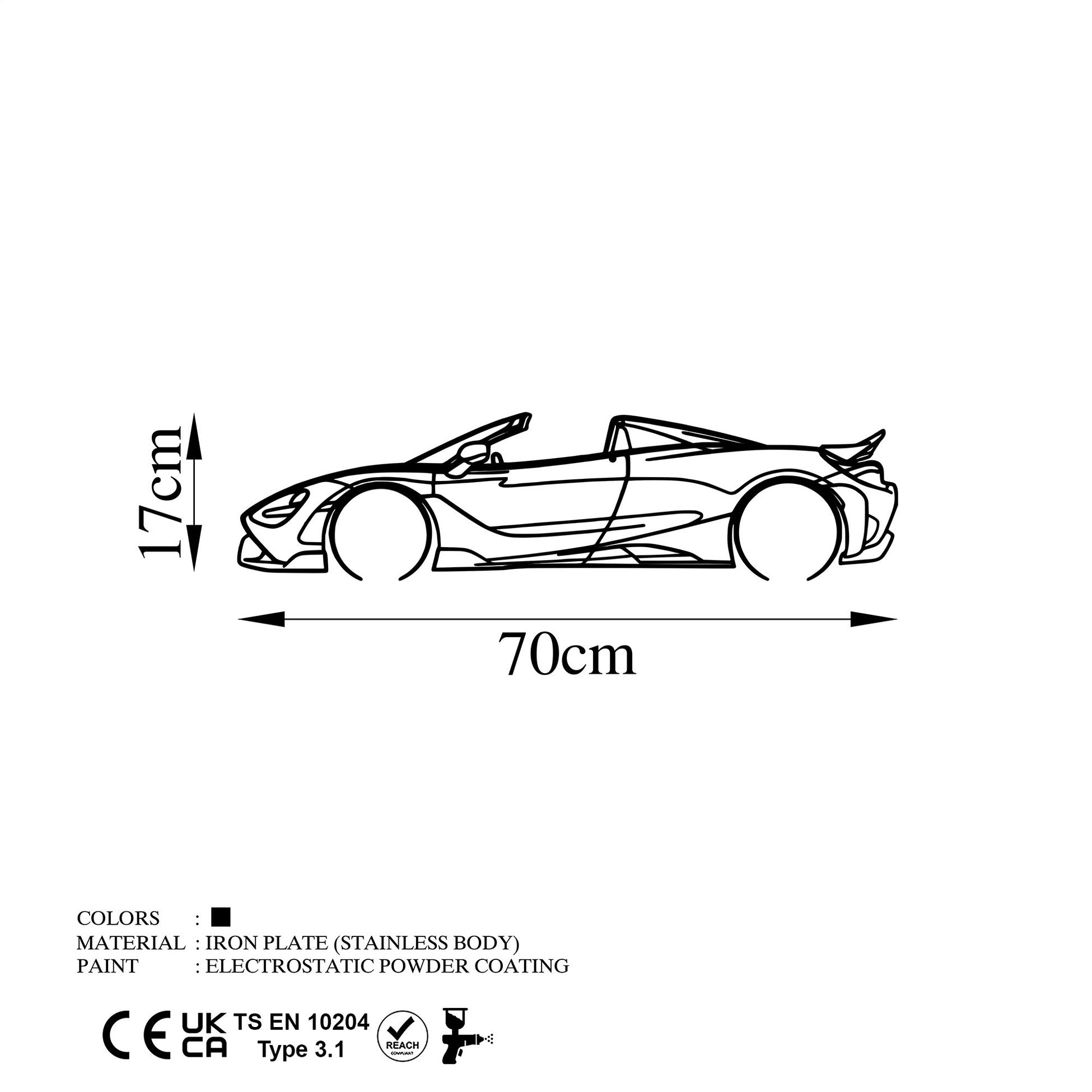 Accessoire mural en métal décoratif McLaren 720S Silhouette