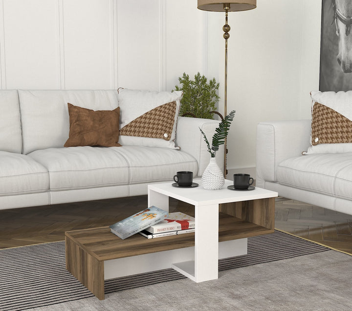 Table basse Chain - White, Walnut