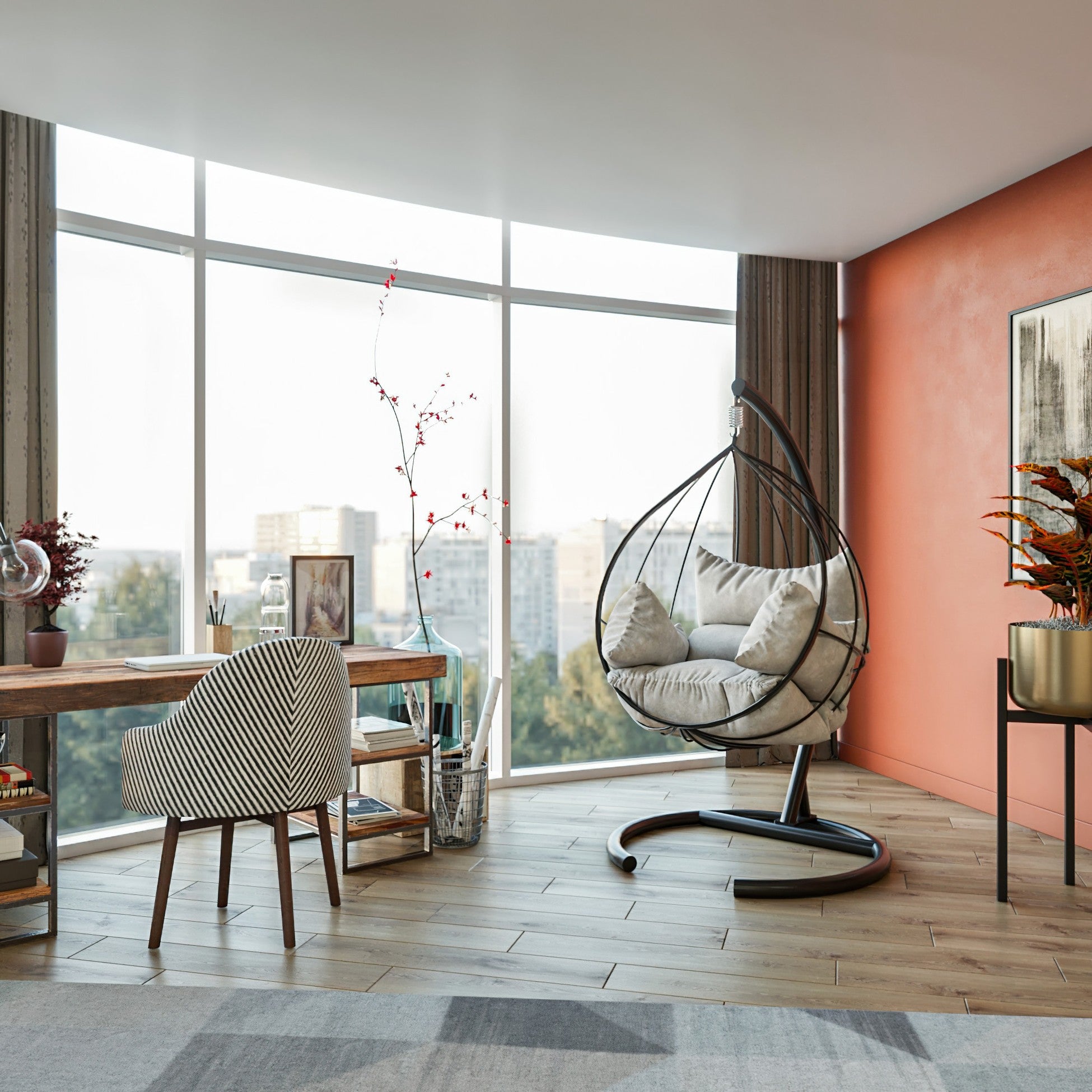 Chaise de balançoire unique de jardin Mavera - White, Anthracite