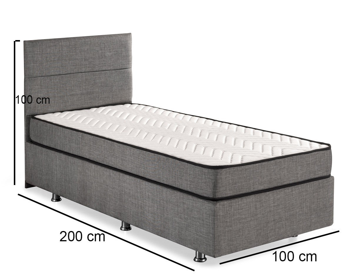 Base de lit unique et tête de lit Silver - Grey (100 x 200)