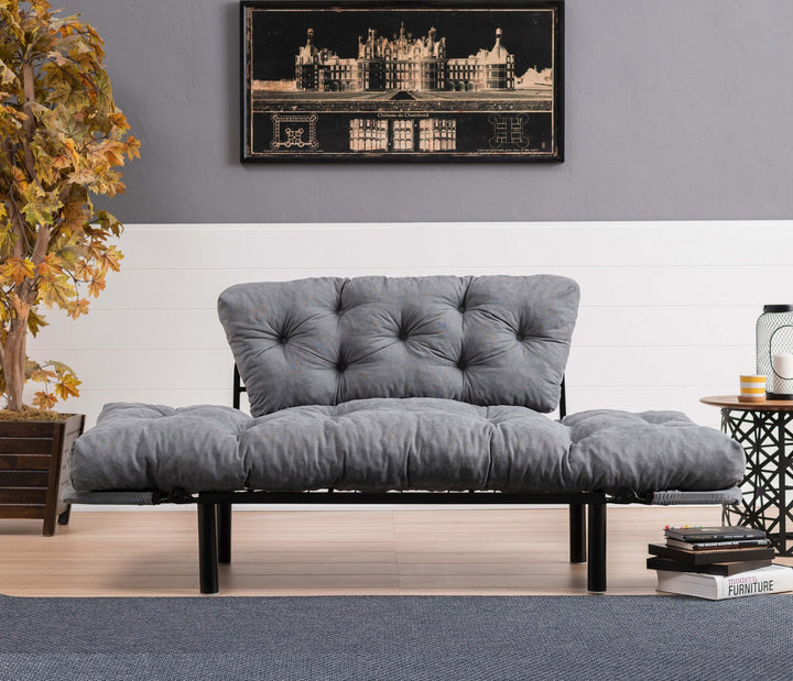 Canapé 2 places transformable en lit tissu Gris Nitta155 cm