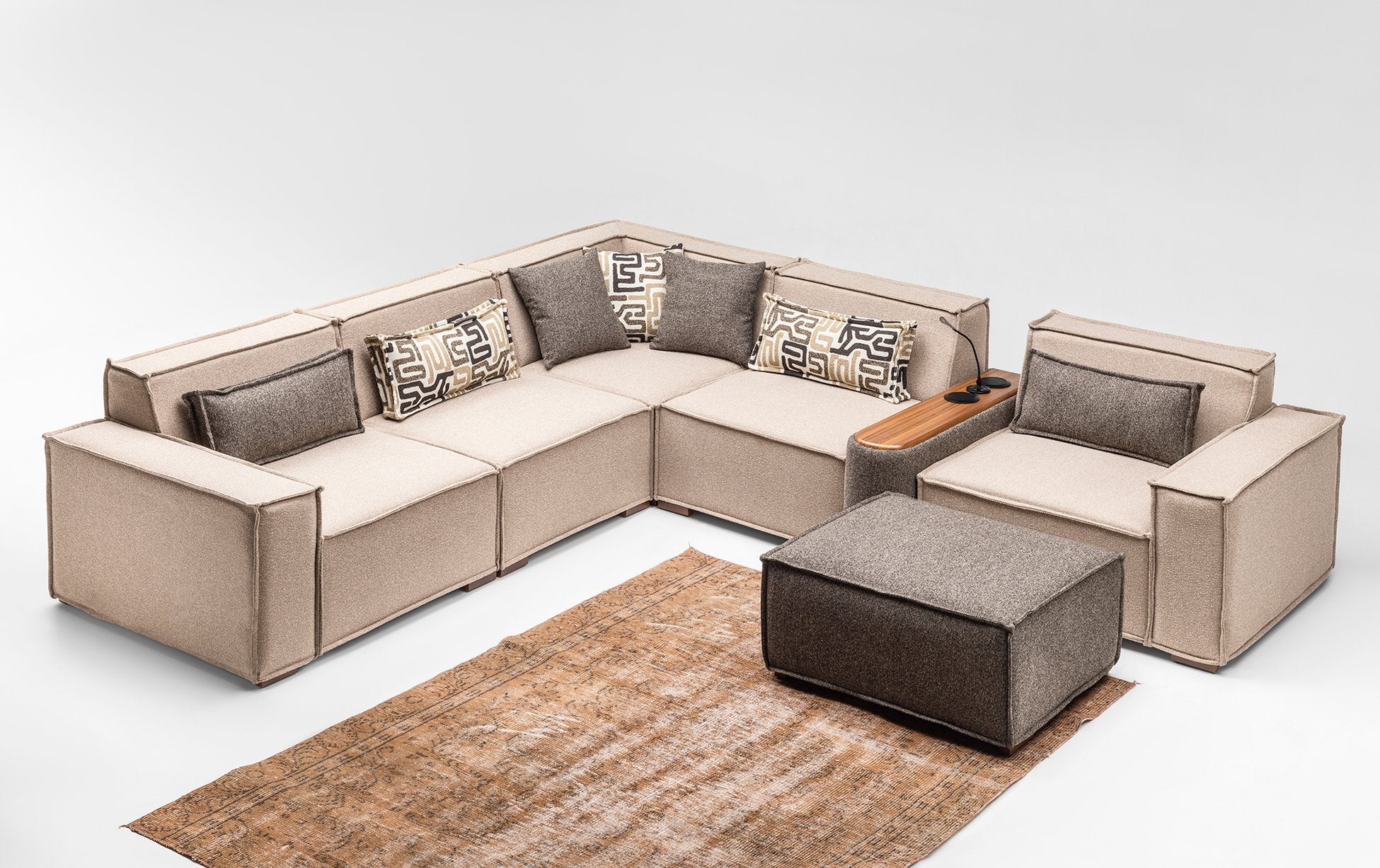 Nero Canapé Modulable avec système audio Lumière d'ambiance