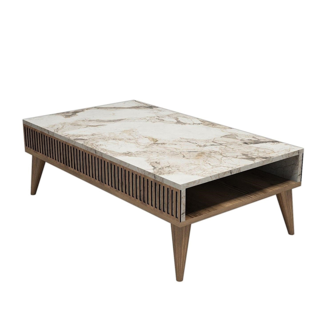 Table basse Milan - Walnut, White Marble