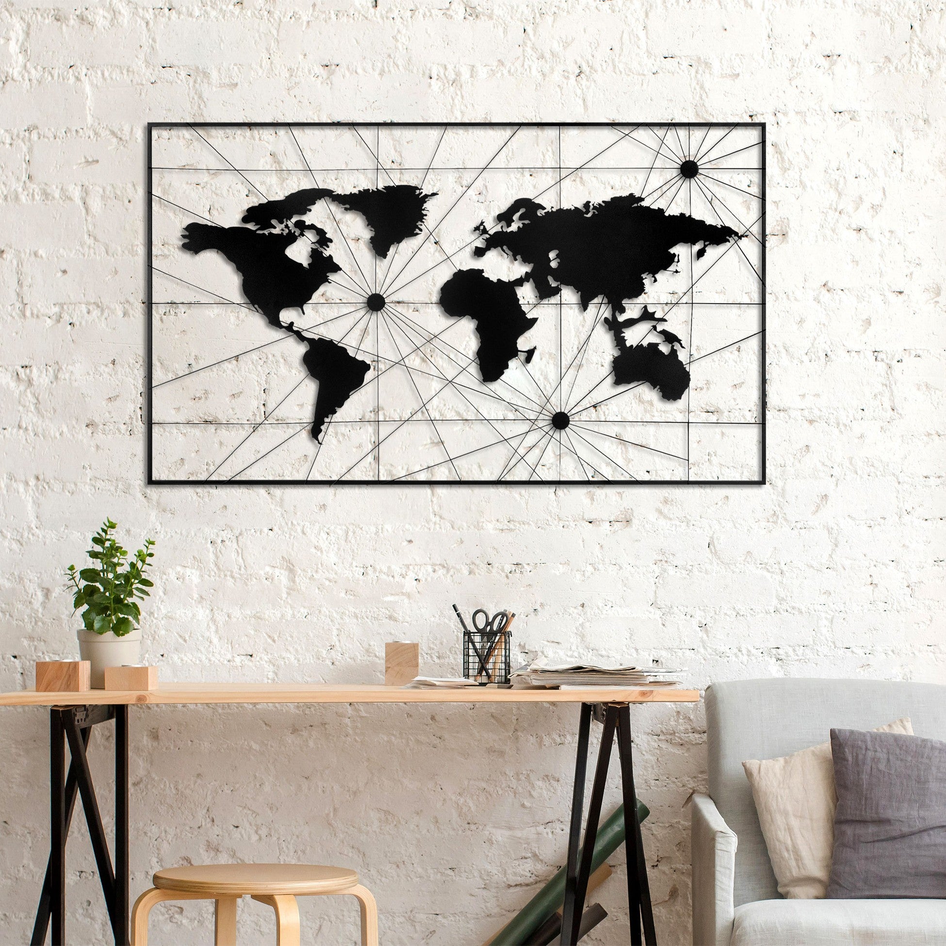 Accessoire mural en métal décoratif World Map 16
