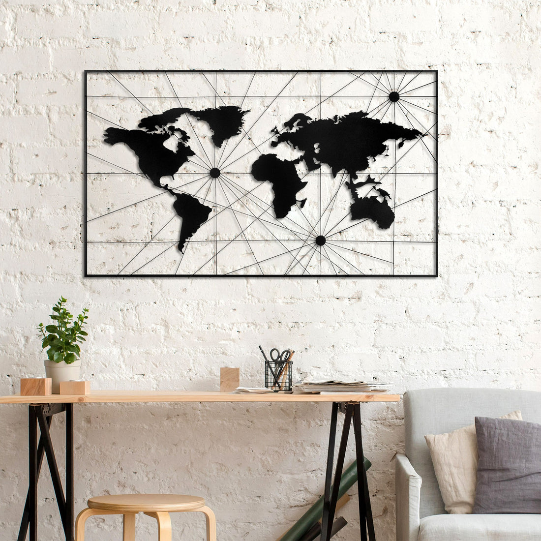 Accessoire mural en métal décoratif World Map 16