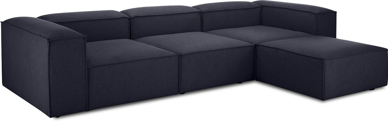 Canapé modulable 4 places en Lin avec pouf Frid