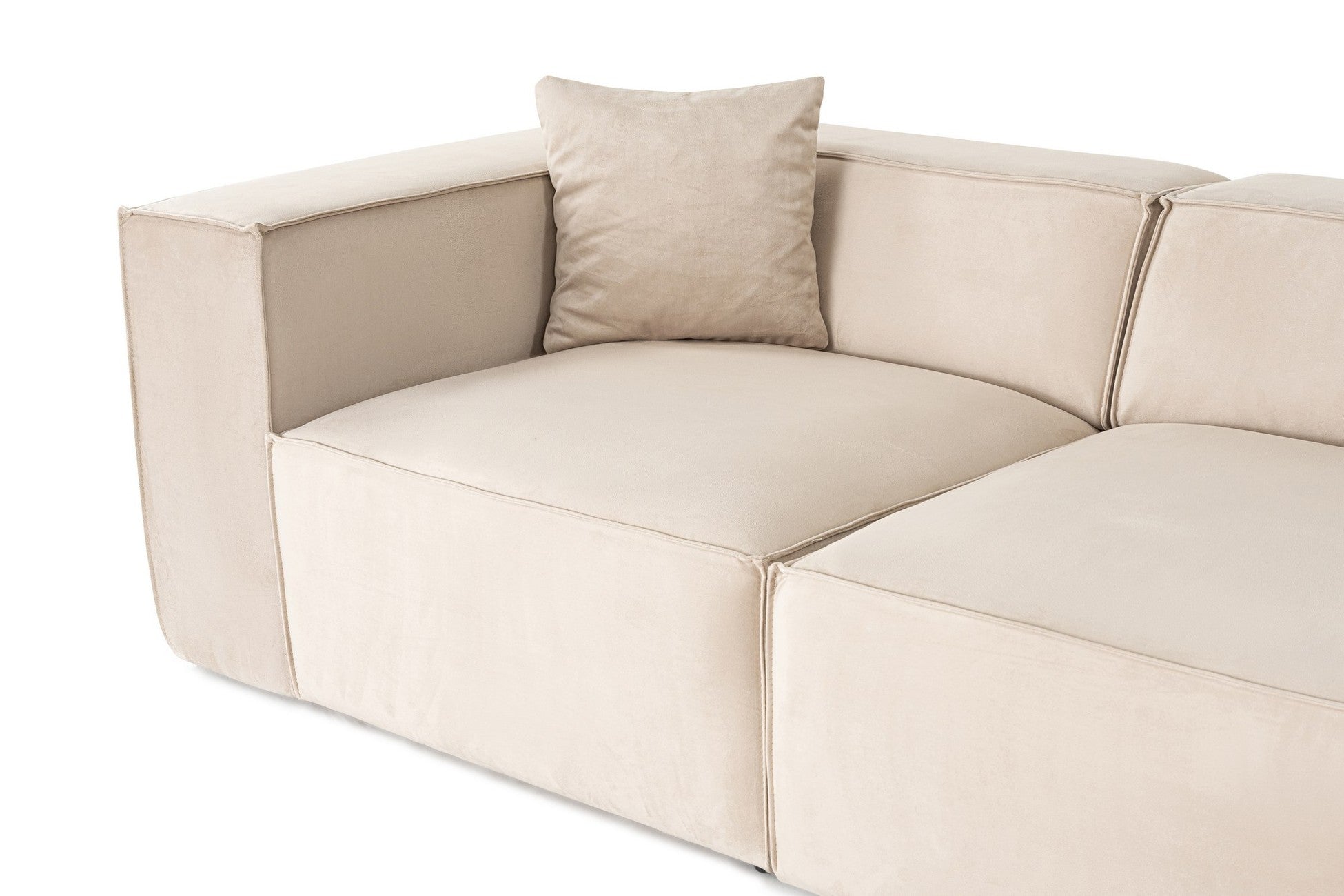 Canapé 3 places avec pouf et 2 coussins Siges Velours Blanc crème