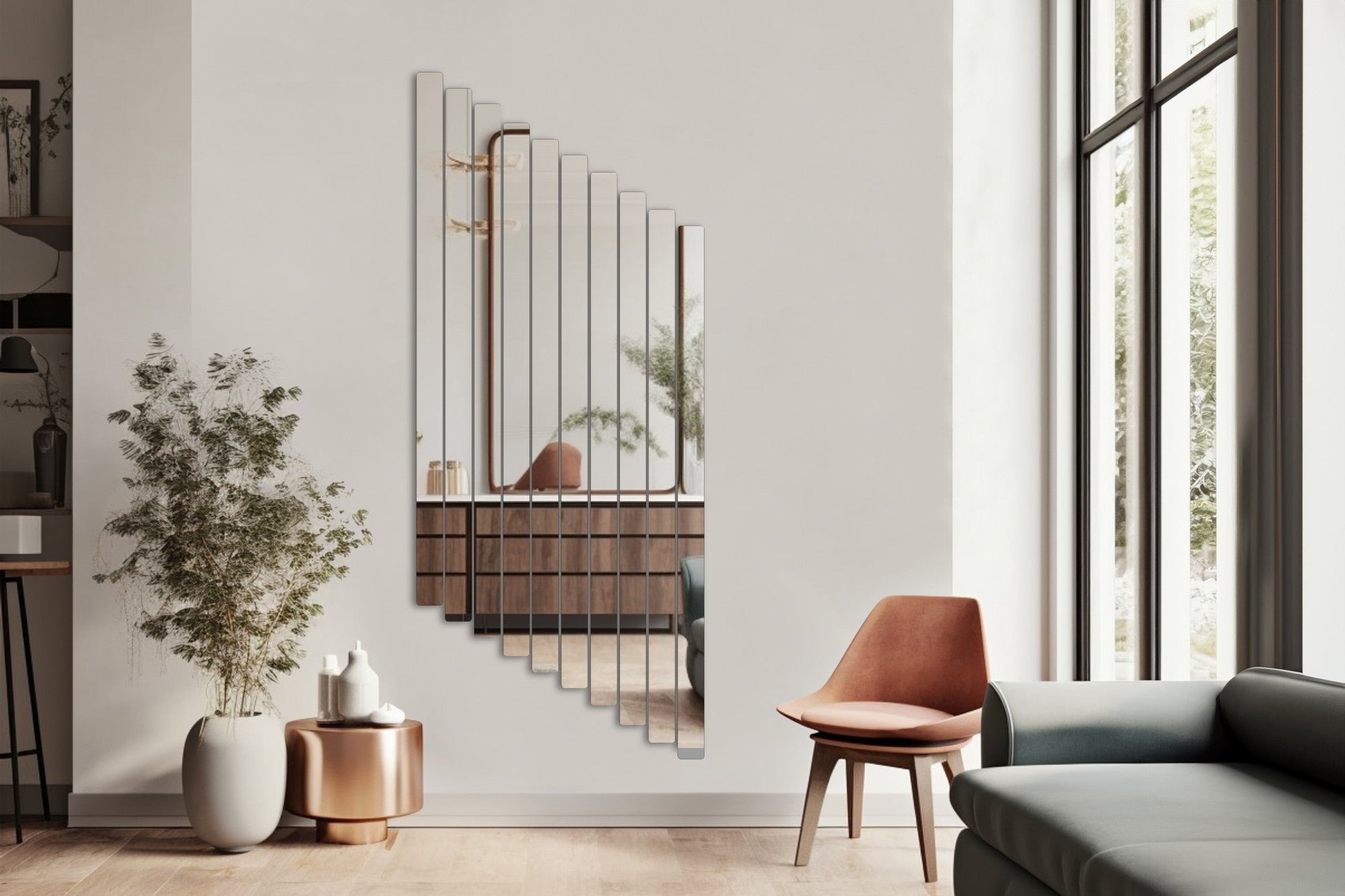 Miroir Rectangular Stripe - 5 x 100 cm ( 10 Pieces ) - Silver