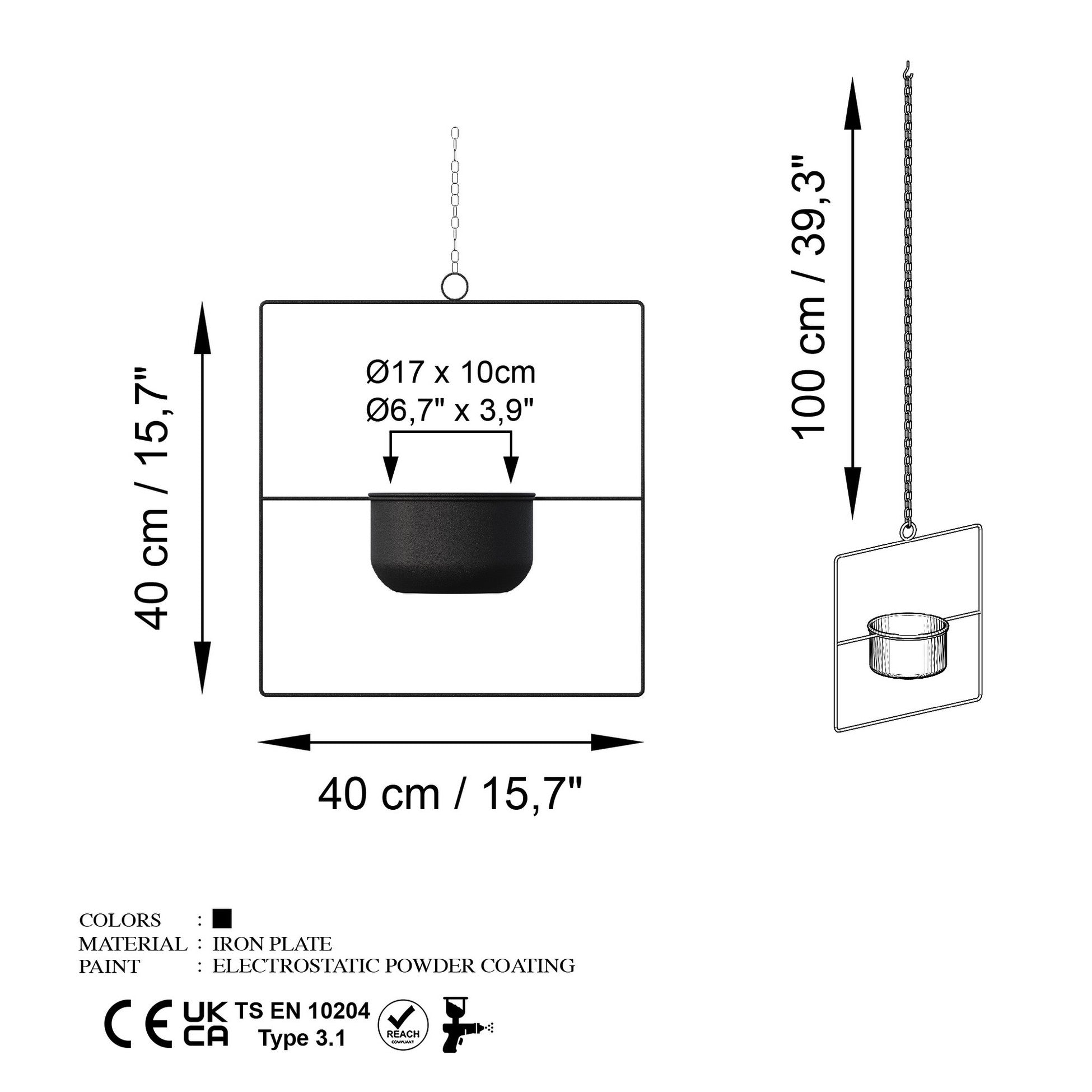 Pot décoratif Pandantif - Black