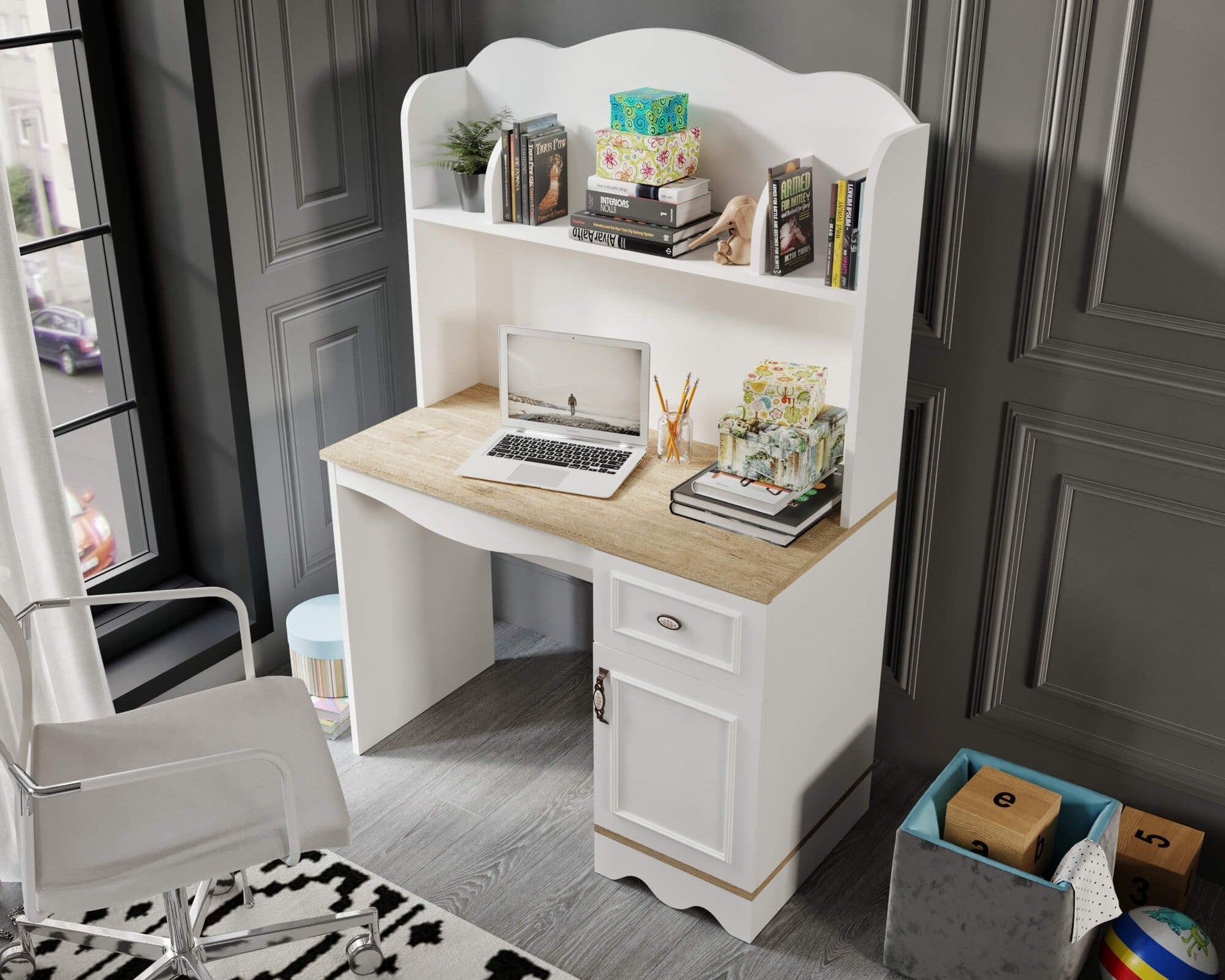 Bureau d'étude Lisa - Oak, White