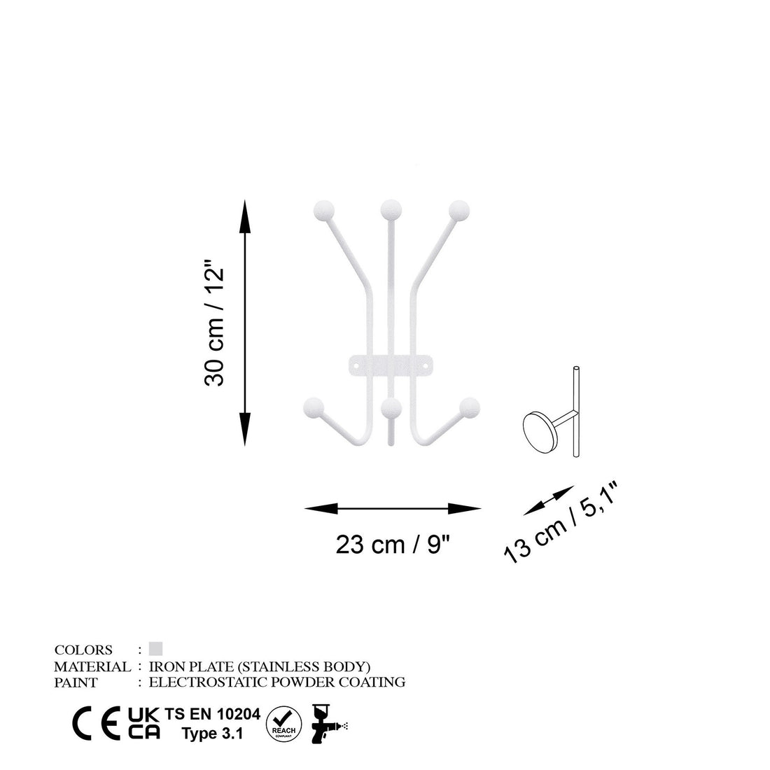 Crochet mural en métal Ant-B