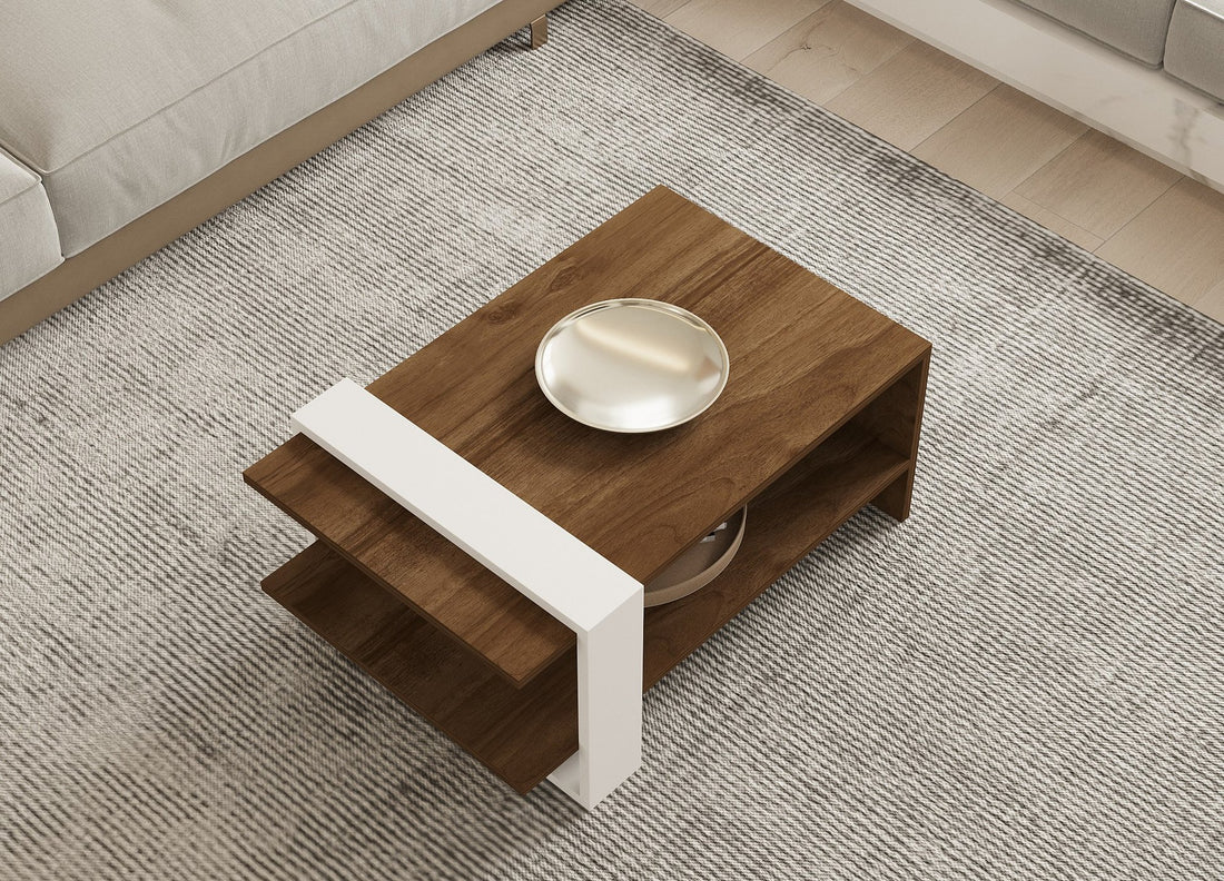 Table basse Gaye - Walnut, White