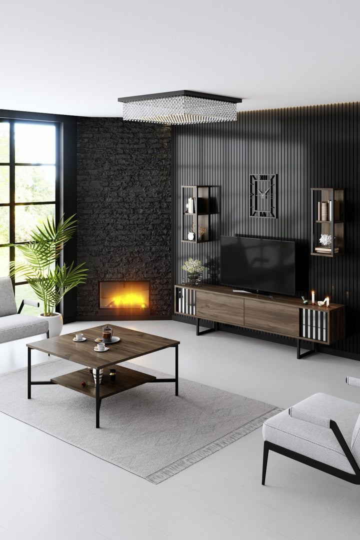 Ensemble de meubles de salon Chrome Line Set - Walnut, Black