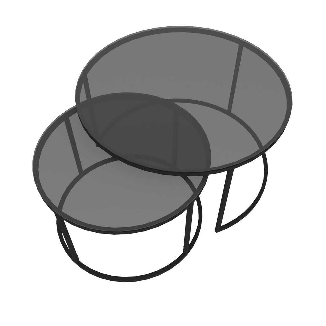 Set de 2 tables basses Kokkola rondes gigognes en verre fumé