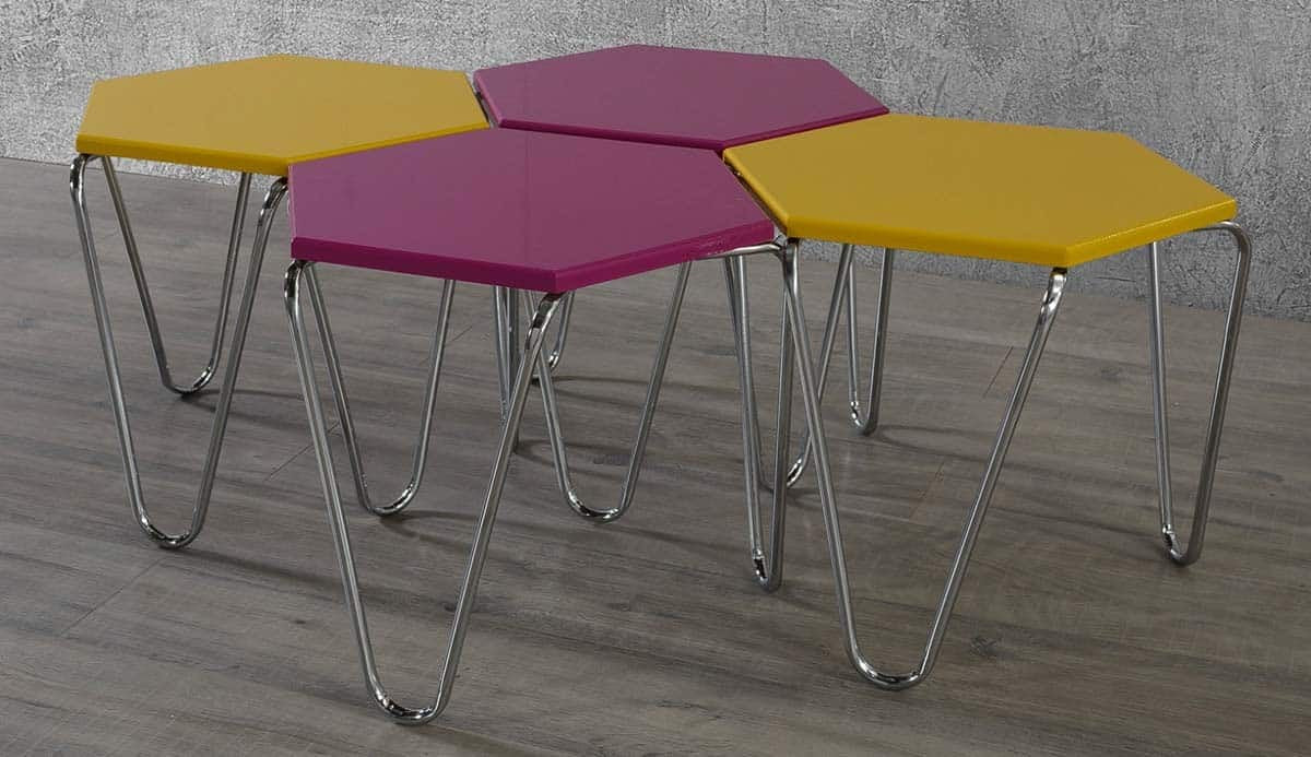 Piramit Table Gigognes Violet Jaune