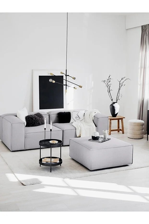 Canapé modulable 3 places en Lin avec pouf Frid