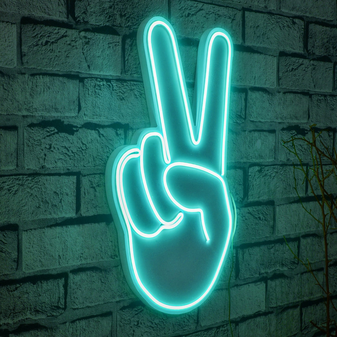 Éclairage LED en plastique décoratif Victory Sign - Blue