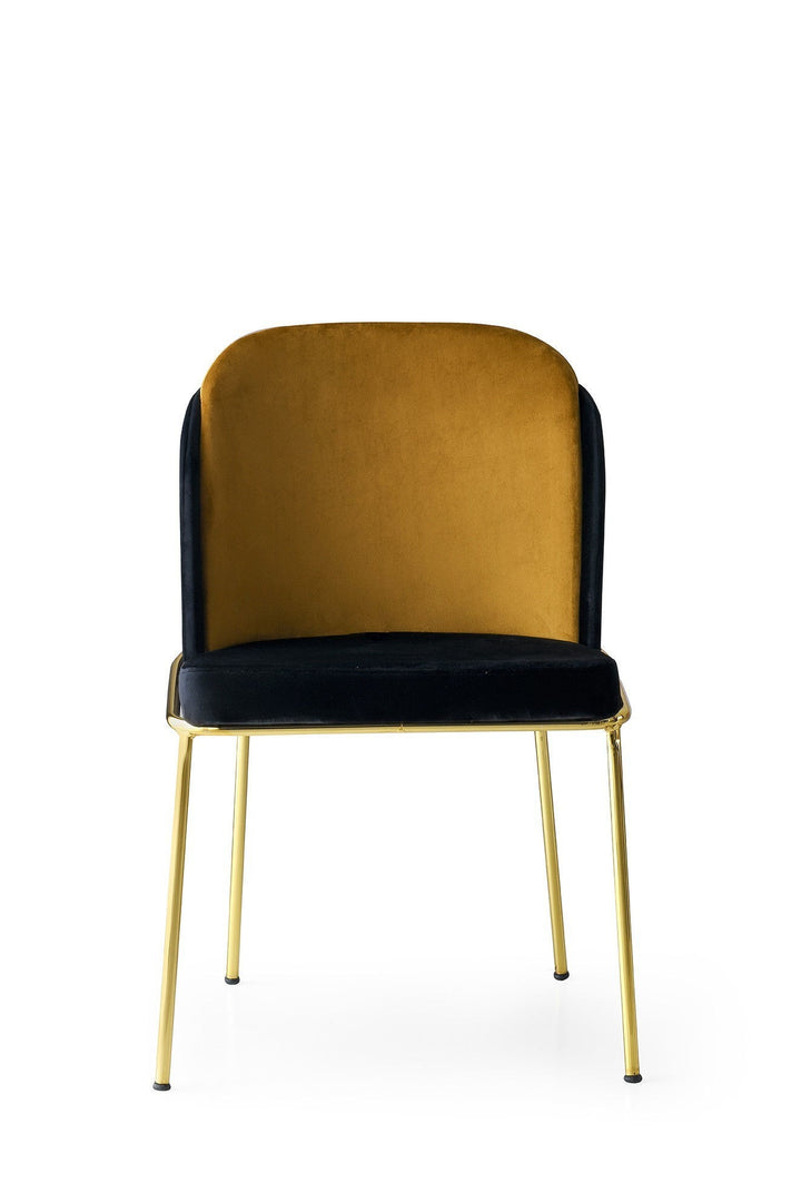 Lot de 4 chaises Kymil Métal Or et Velours Or et Noir