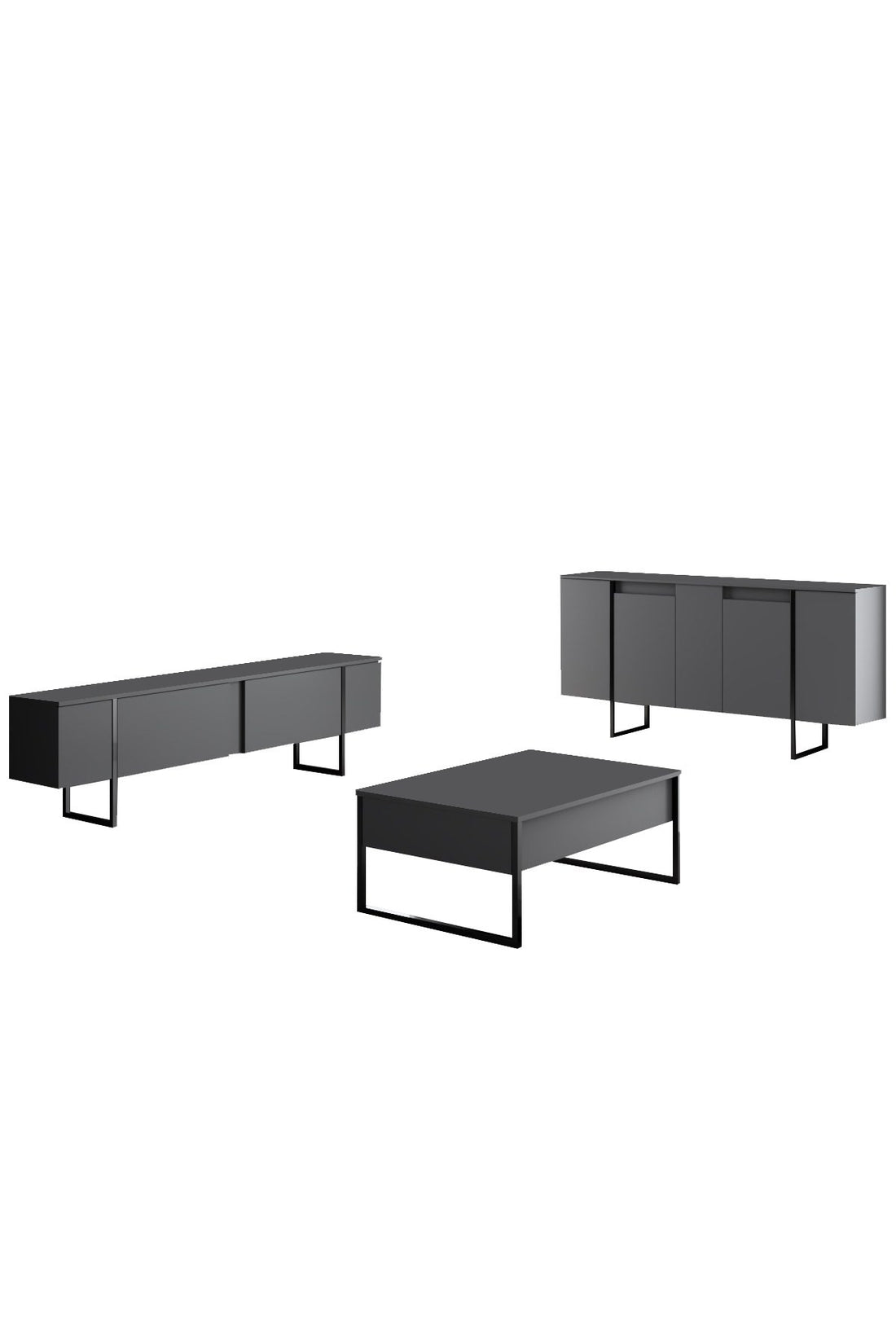 Buffet bas Sibylle L160cm Métal Noir et Bois Anthracite