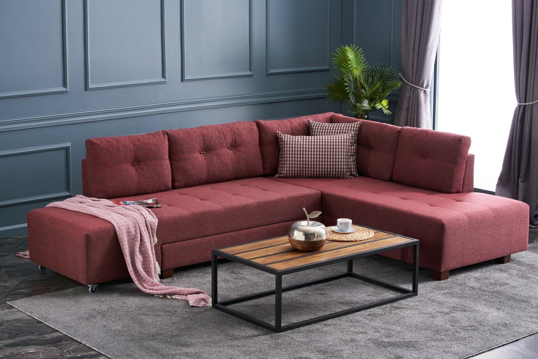 Canapé d'angle Manama Corner Sofa Bed Right - Claret Red