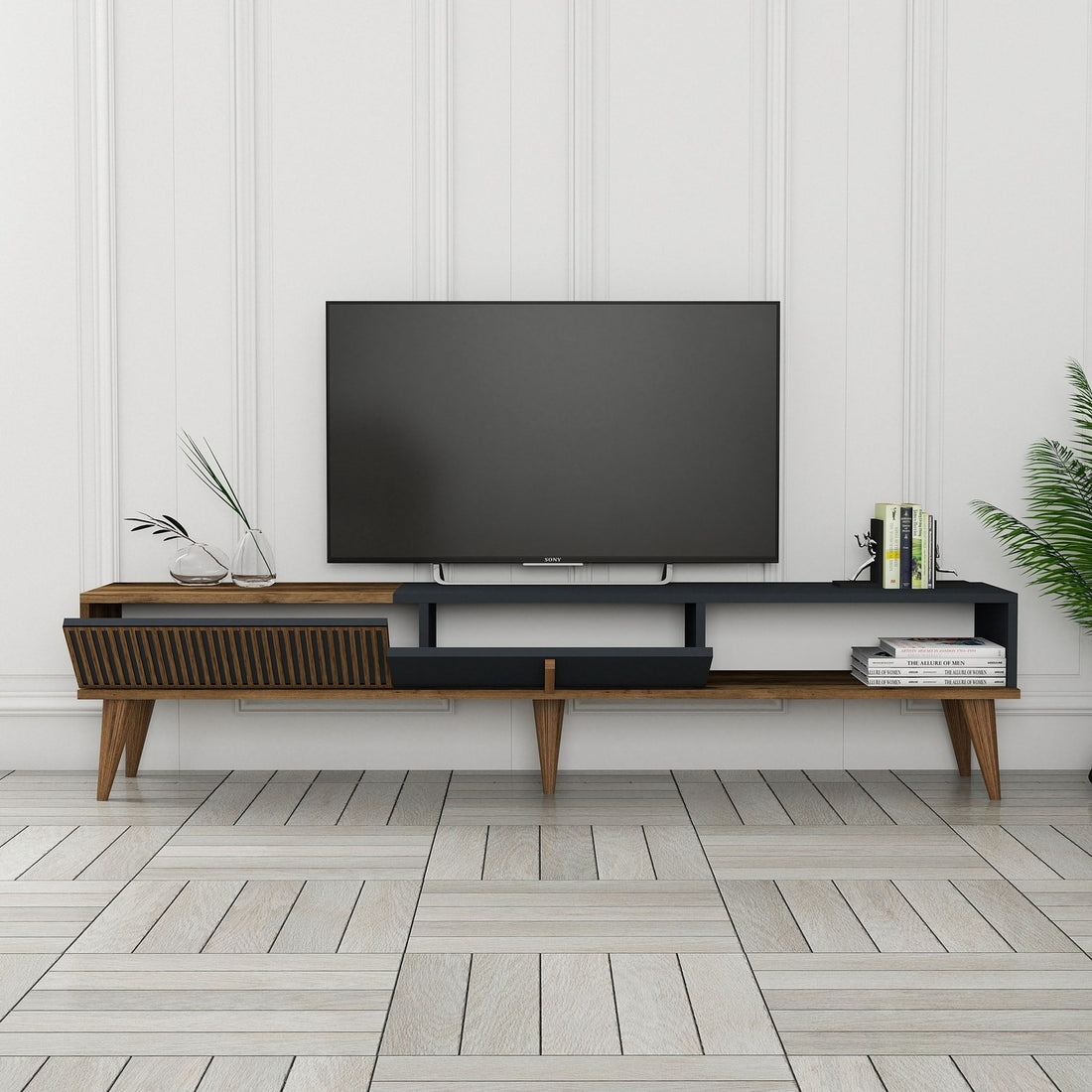 Meuble TV Milan Alt - Walnut, Anthracite