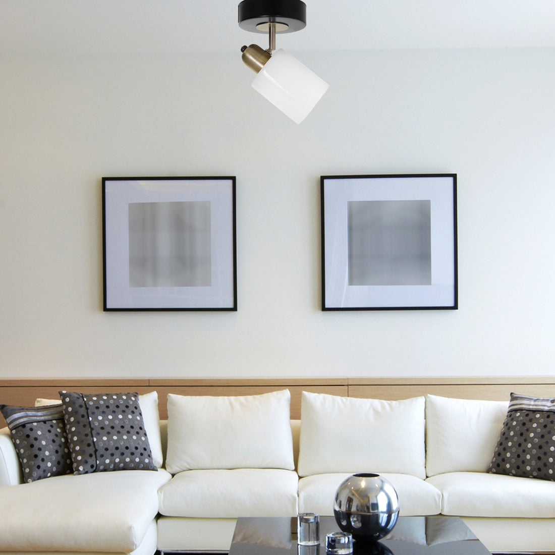 Lustre Nomi tekli siyah beyaz camlı avize