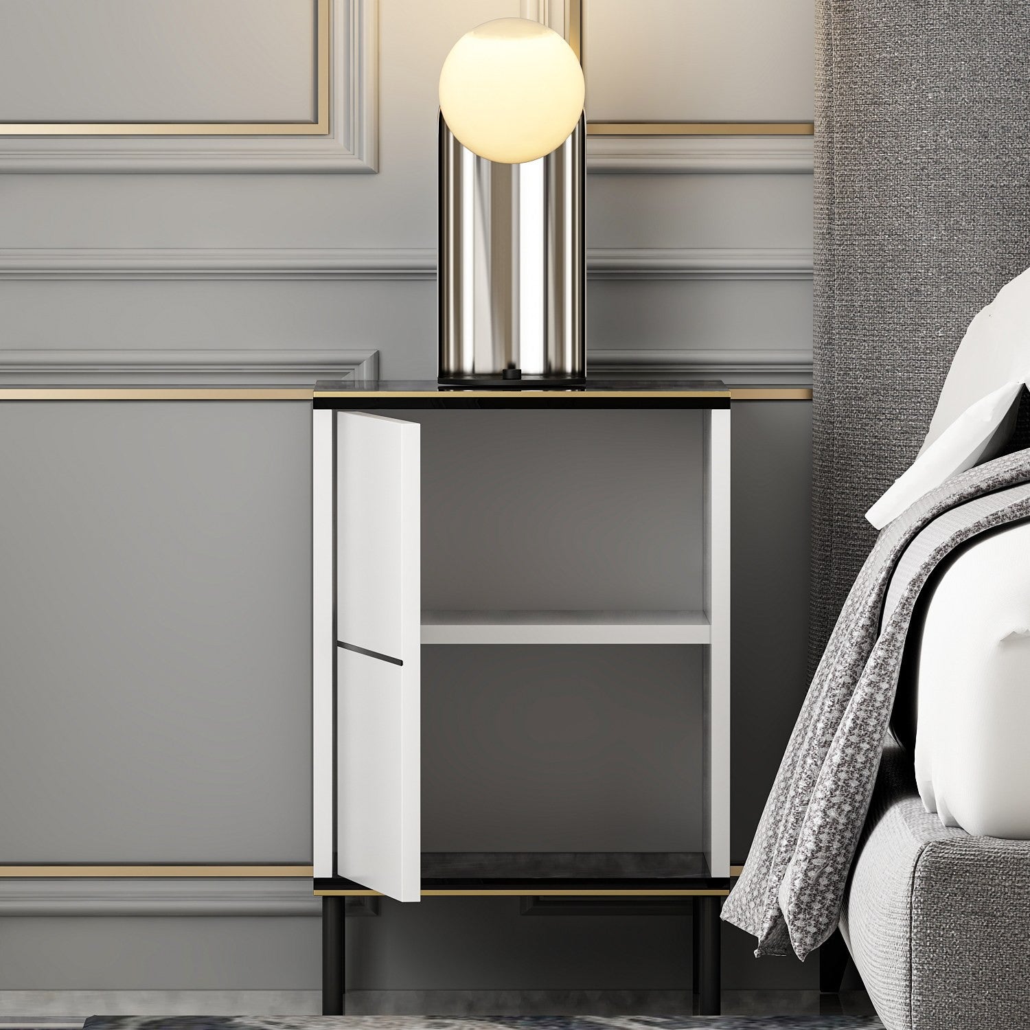 La table de nuit Imaj - White, Marble