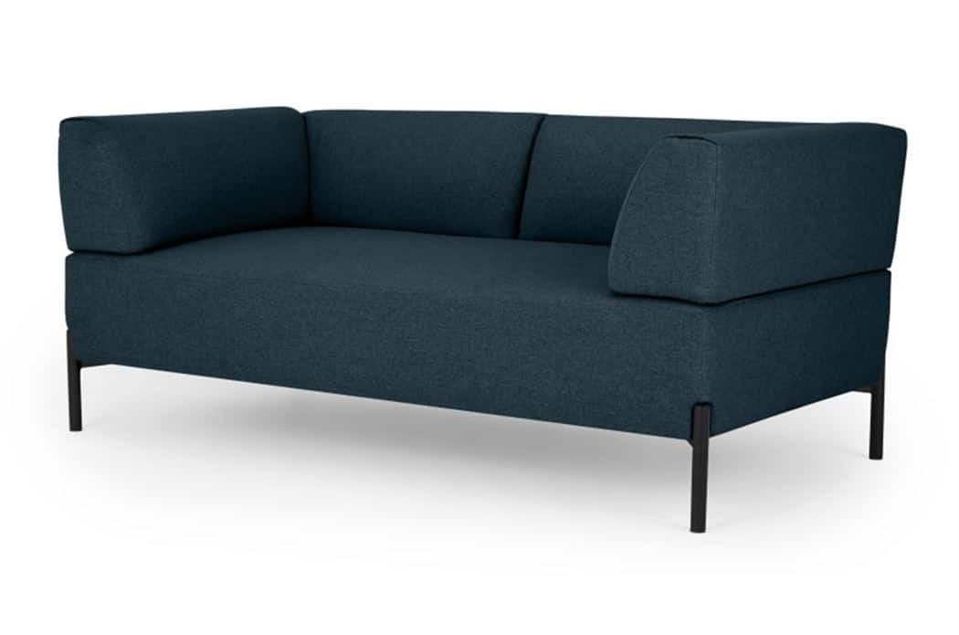 Osaka Canapé fixe 2 places en tissu avec pieds épingles anthracite