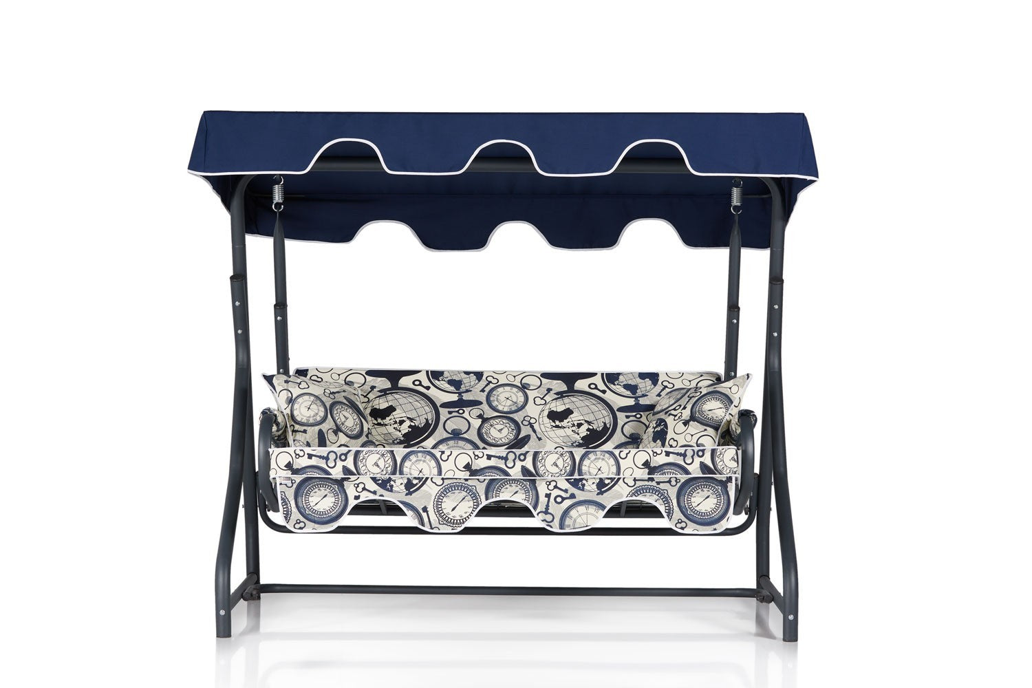 Chaise swing triple jardin Ruta 7 - Dark Blue, Cream, Black