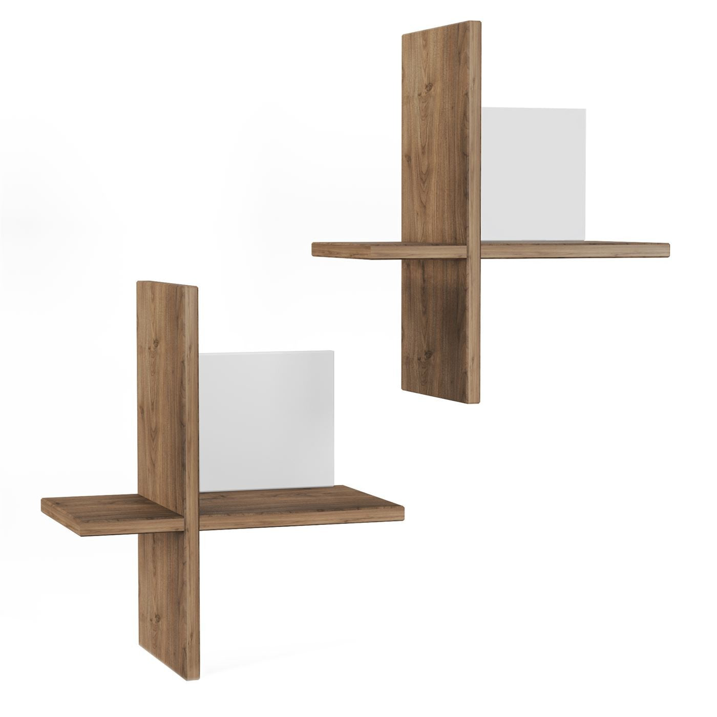 Brick Etagère murale en bois Natural lot de 2