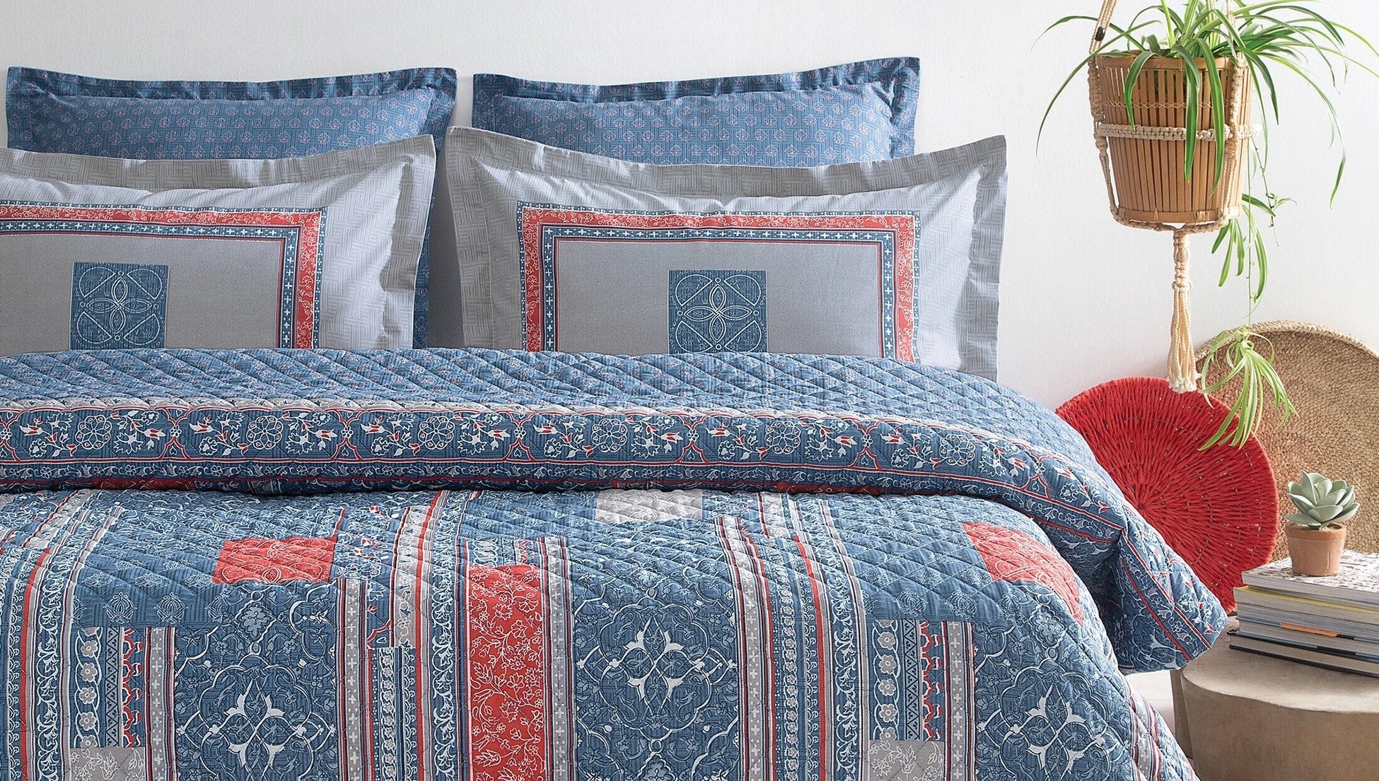 Areca Ensemble de Literie Matelassé Indigo