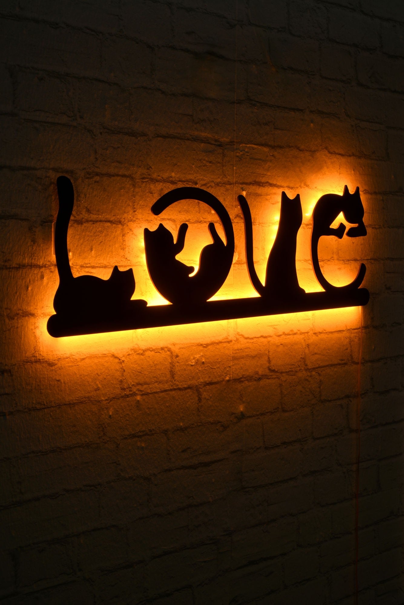 Éclairage LED décoratif Cat Love - Yellow