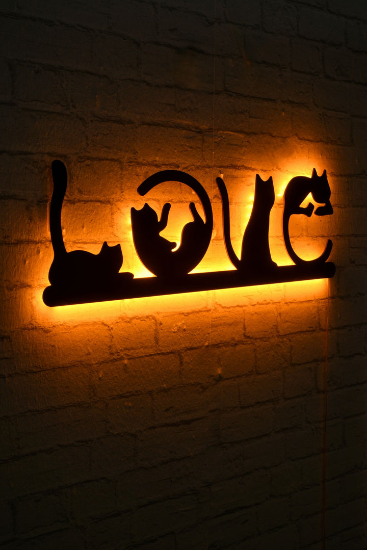 Éclairage LED décoratif Cat Love - Yellow