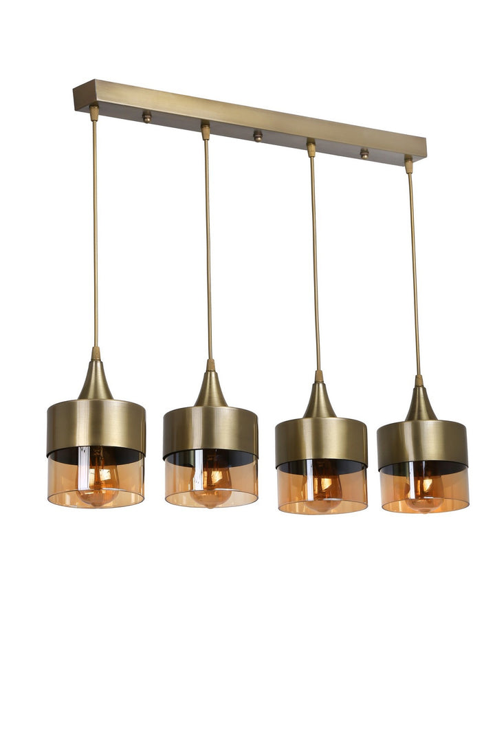 Lustre Sahra Lampe à Suspension en Rangée de 4 Pièces Antique