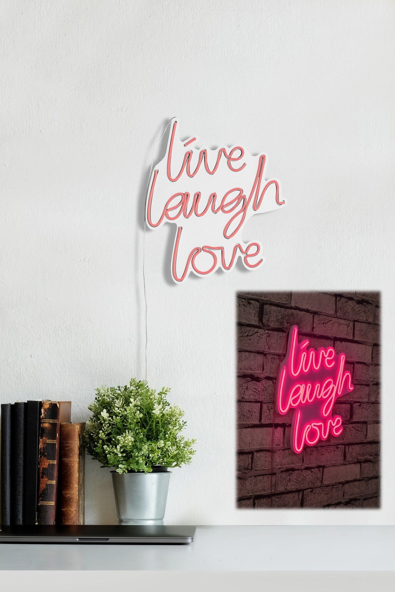 Éclairage LED en plastique décoratif Live Laugh Love - Pink