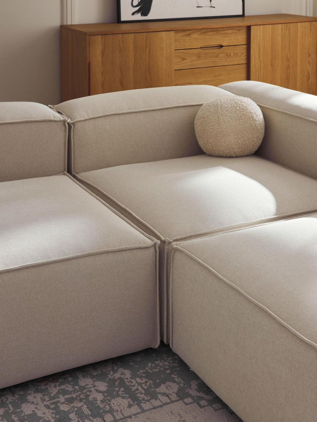 Canapé modulable 4 places en Lin avec pouf Frid