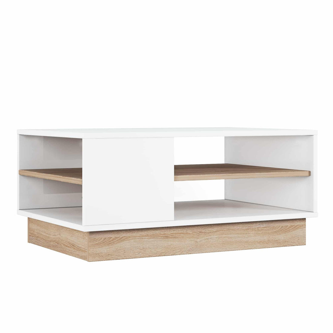 Camilio Tables basses sena avec rangement en bois en couleur chêne blanc. 90x41x60cm