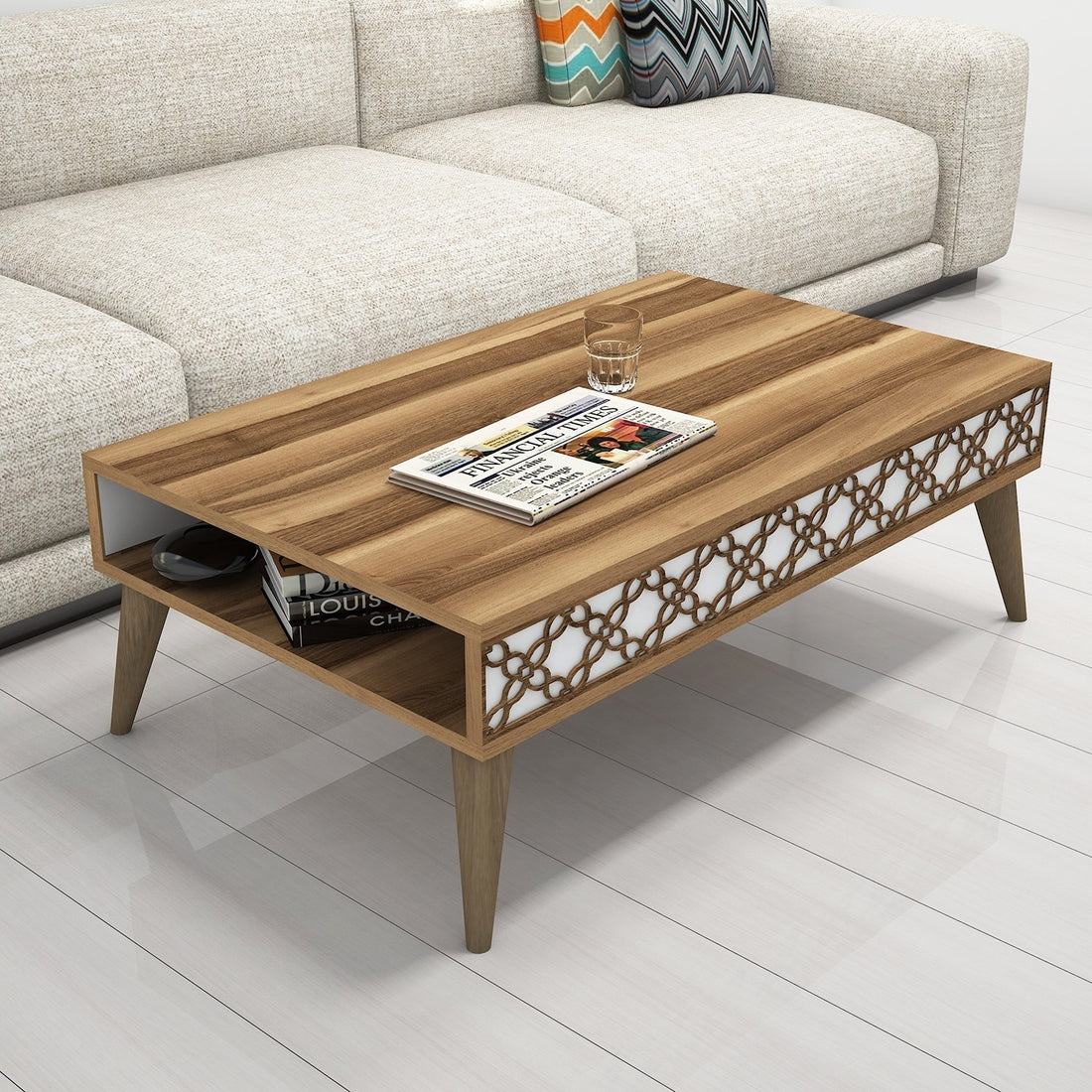 Table basse City - Walnut, White