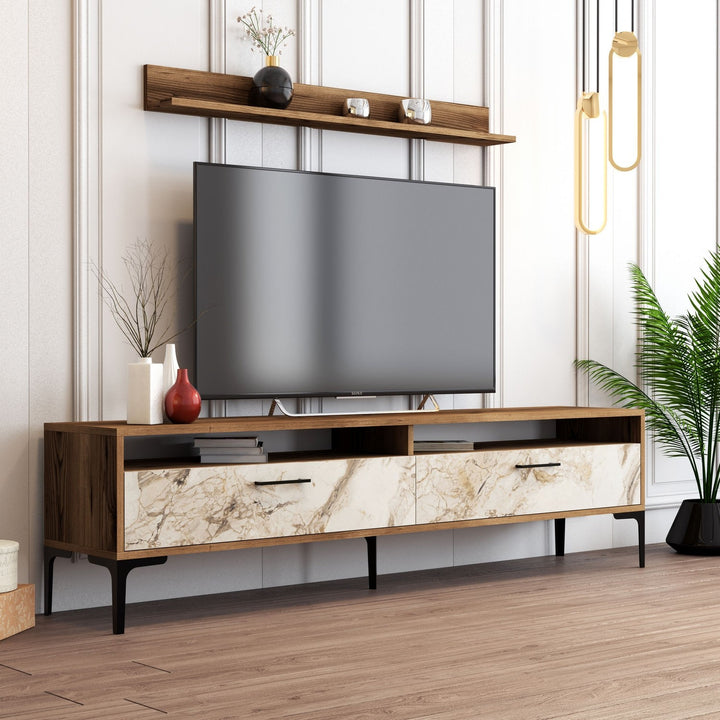 Ensemble de meubles de salon Istanbul - Walnut, White Marble
