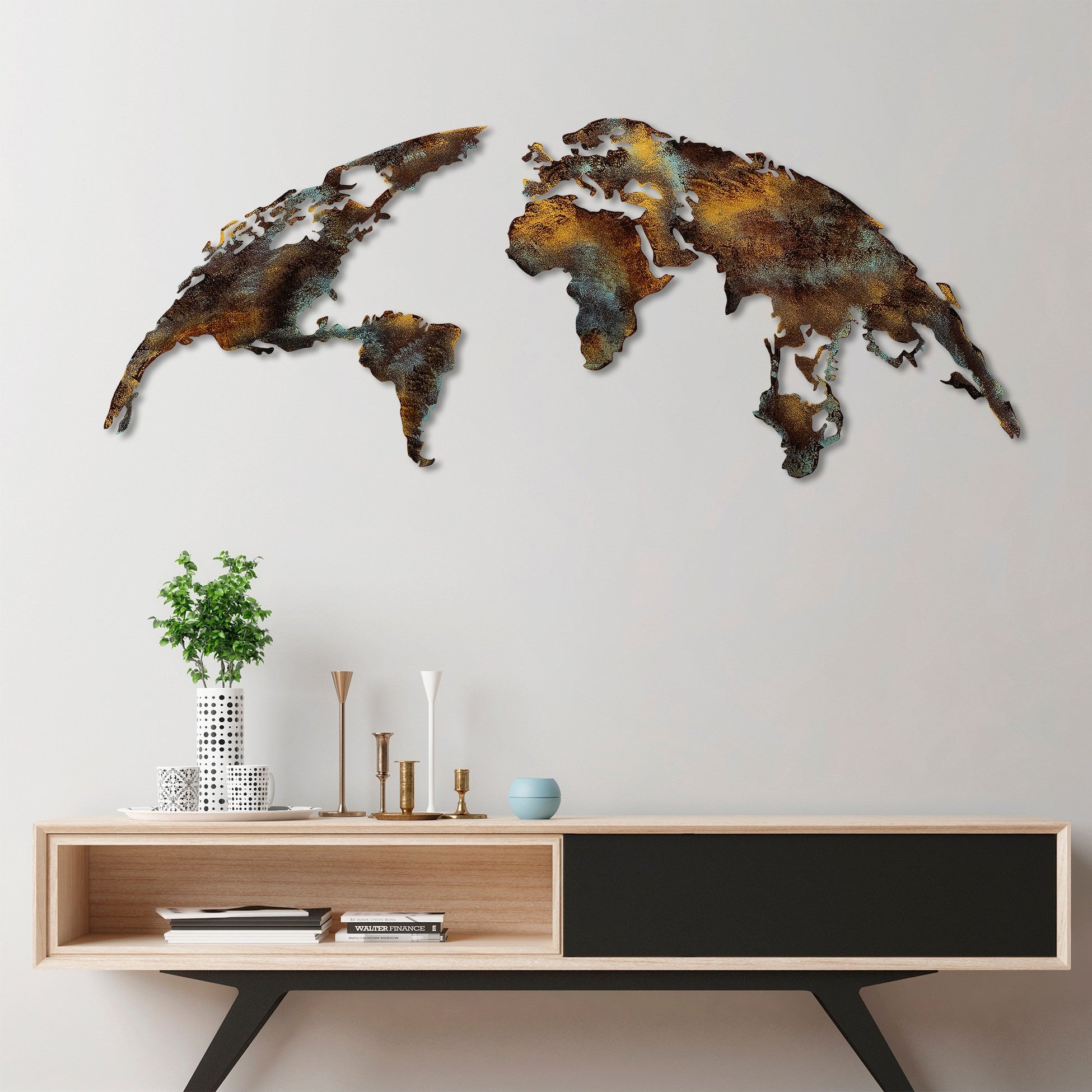 Accessoire mural en métal décoratif World Map Medium - 3