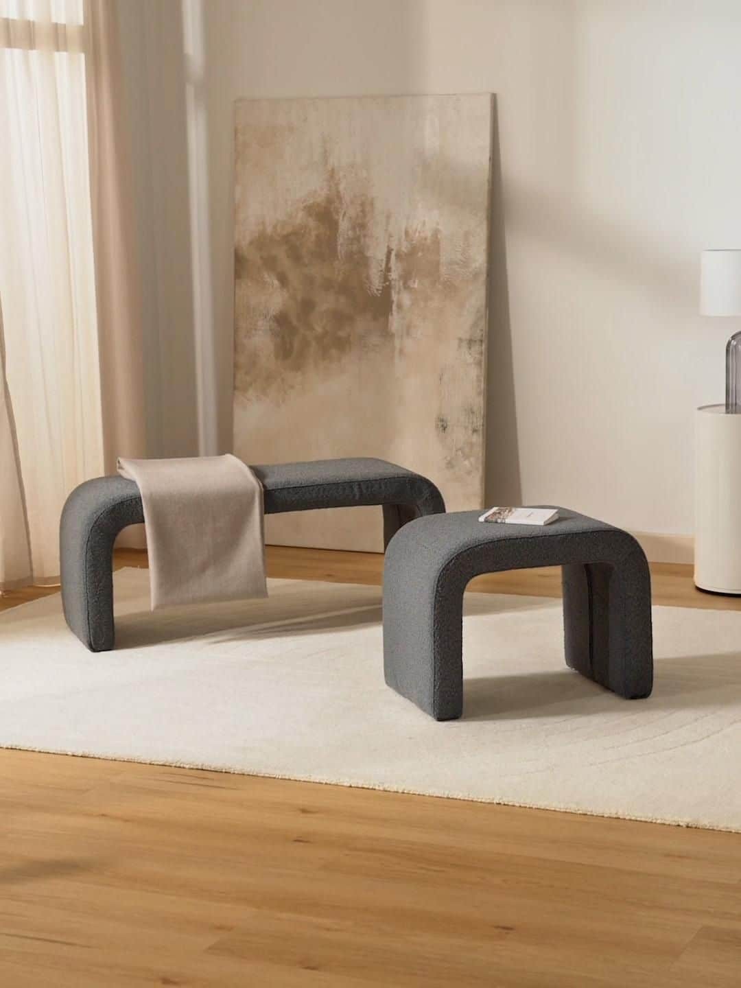 Tabouret en tissu bouclé Sadiqué