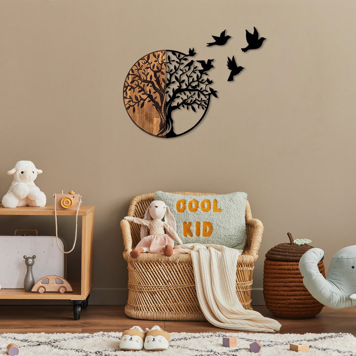 Accessoire mural en bois décoratif Tree And Birds - 322