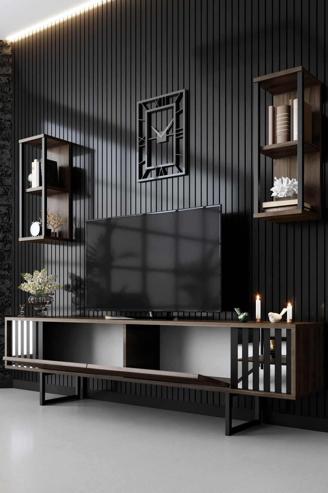 Ensemble de meubles de salon Chrome Line Set - Walnut, Black